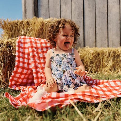 Abigail Smocked Tiered Bodysuit Dress