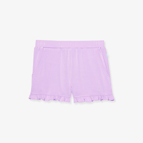 Lavender Haze French Terry Ruffled Shorts