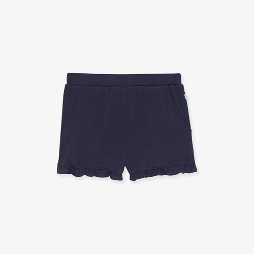 Varsity Navy French Terry Ruffled Shorts