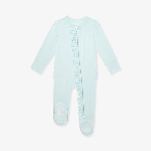 Starry Blue Footie Ruffled Zippered One Piece