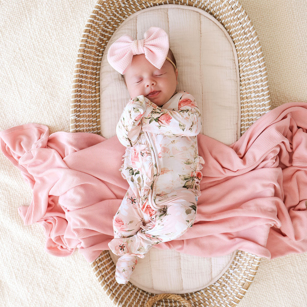 トップス BMC Bone onepiece (Baby Pink) Ruffled Zippered One Piece | Vintage Pink Rose | Baby Girl One Piece