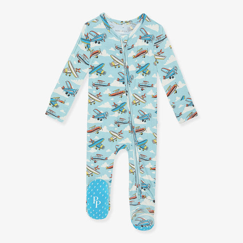 Posh Planes Footie Zippered One Piece