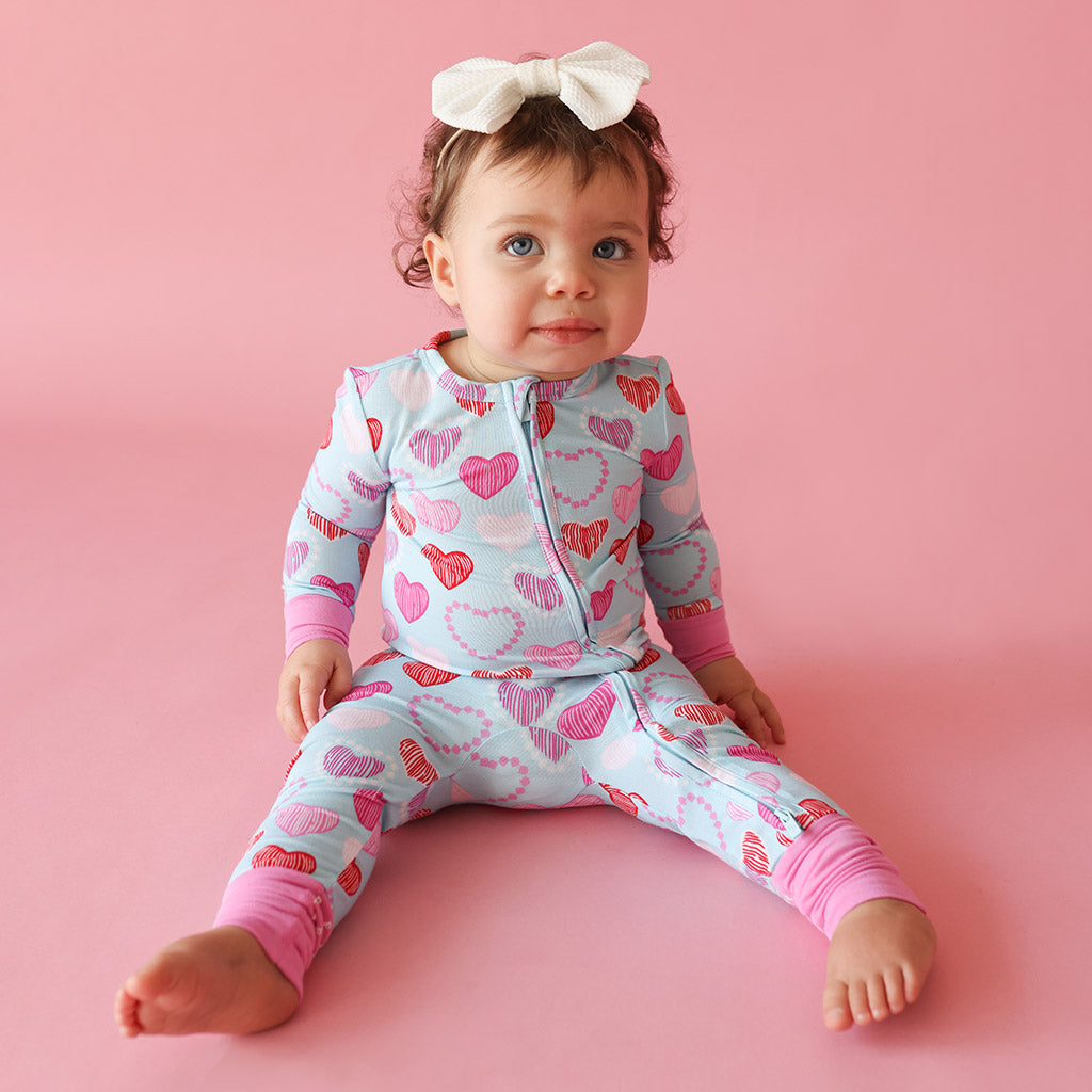 9-12 store month posh peanut heart ruffle pajamas