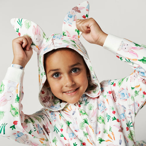 Clarence French Terry Bunny Ear Zippered Hoodie