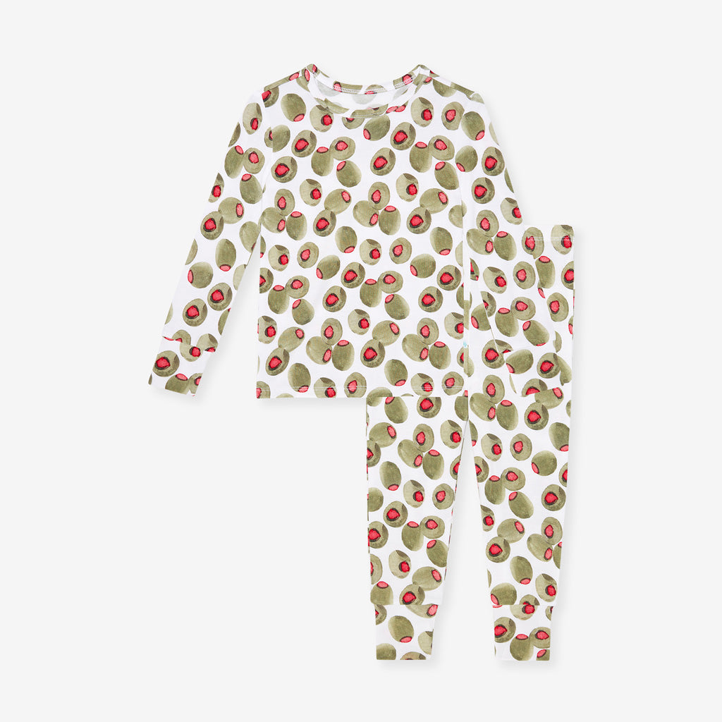 Food Green Long Sleeve Toddler Pajamas | Olives display picture 1