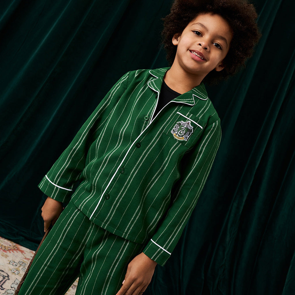 Slytherin Classic Stripe Flannelette Luxe Pajama Set