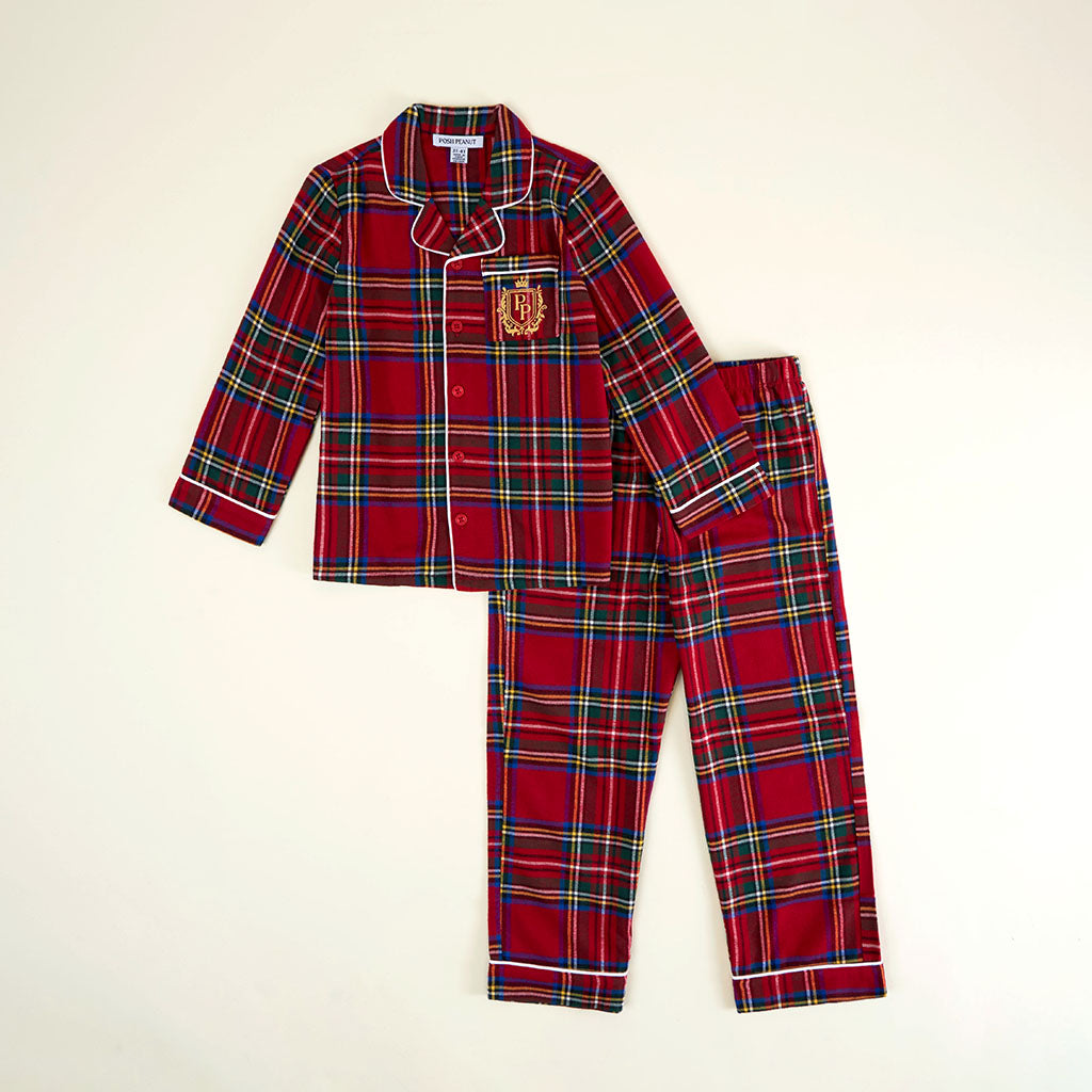 Red Tartan Plaid Flannelette Luxe Pajama Set