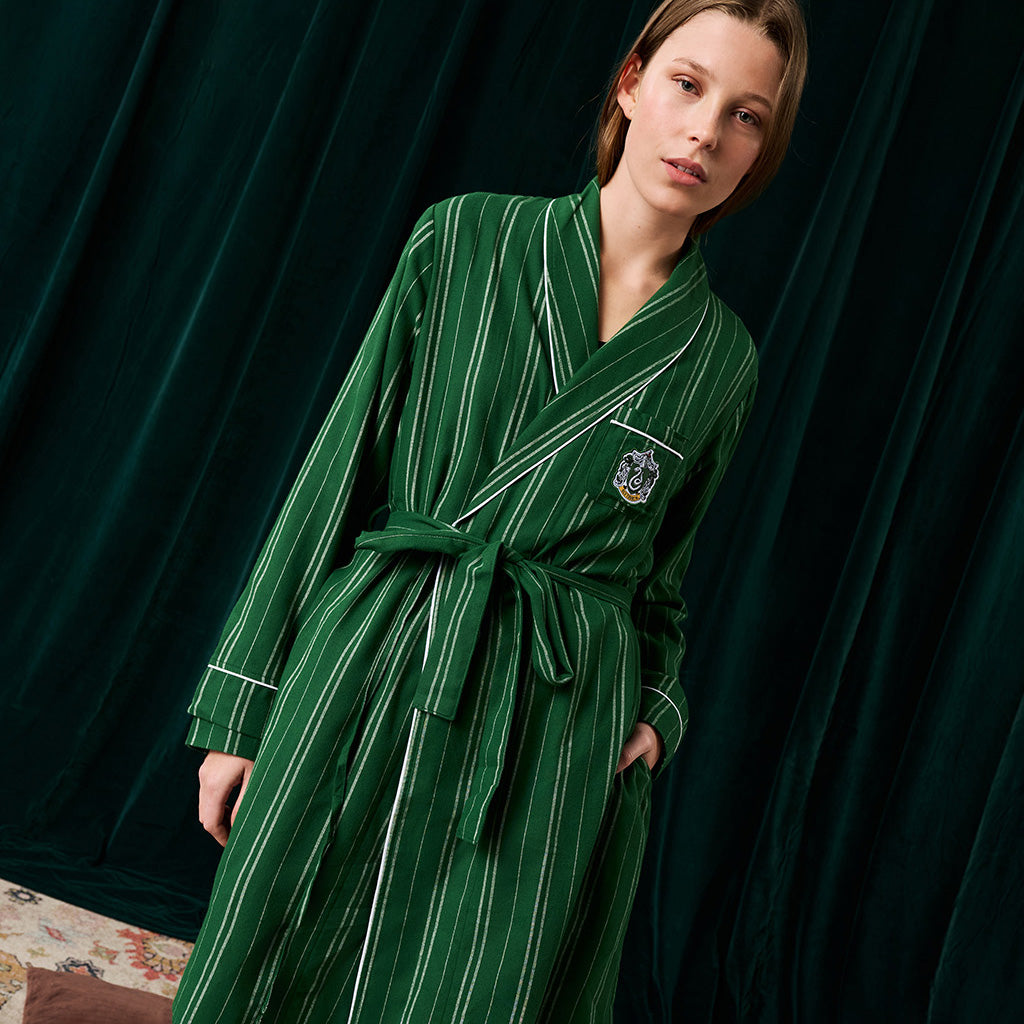 Slytherin Classic Stripe Women's Flannelette Luxe Robe
