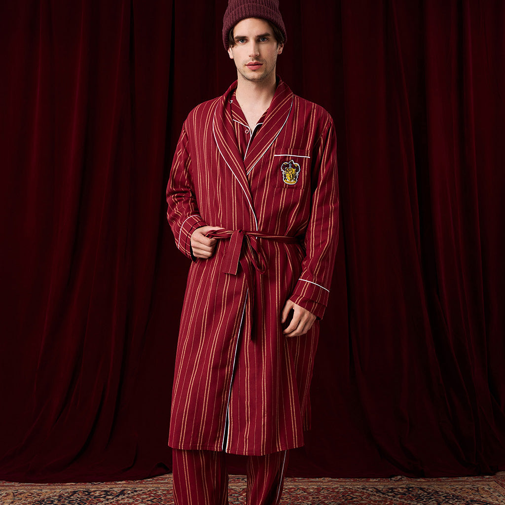 Gryffindor Classic Stripe Men's Flannelette Luxe Robe