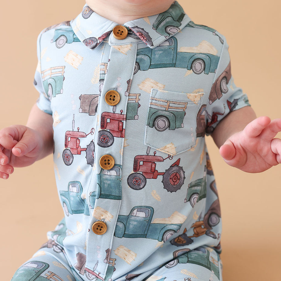 Corbin Collared Henley Romper