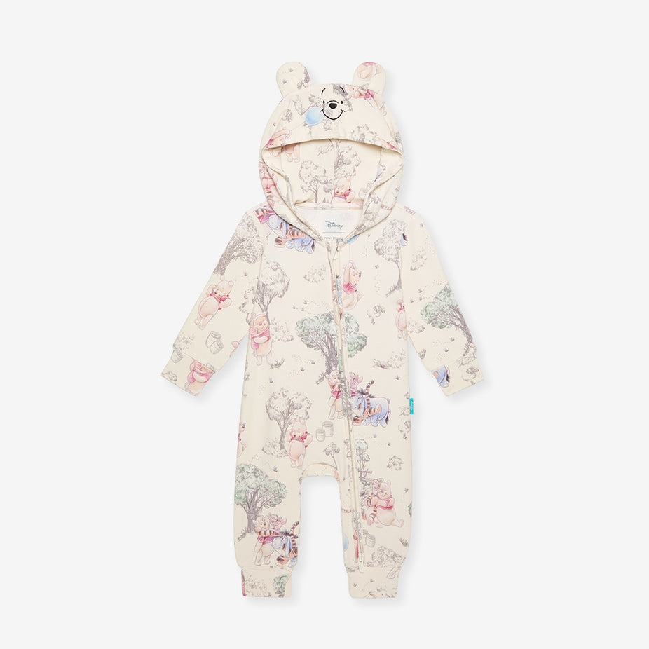 Disney Hundred Acre Wood French Terry Zippered Hooded Romper