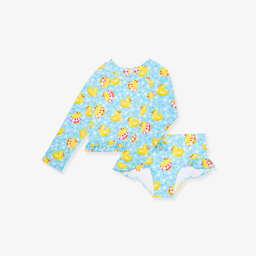 Rubber Ducky Rash Guard Ruffled Bummie Set