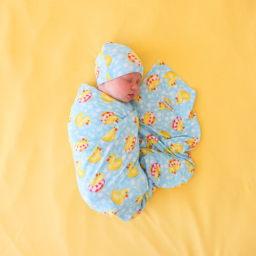 Rubber Ducky Swaddle Beanie Set