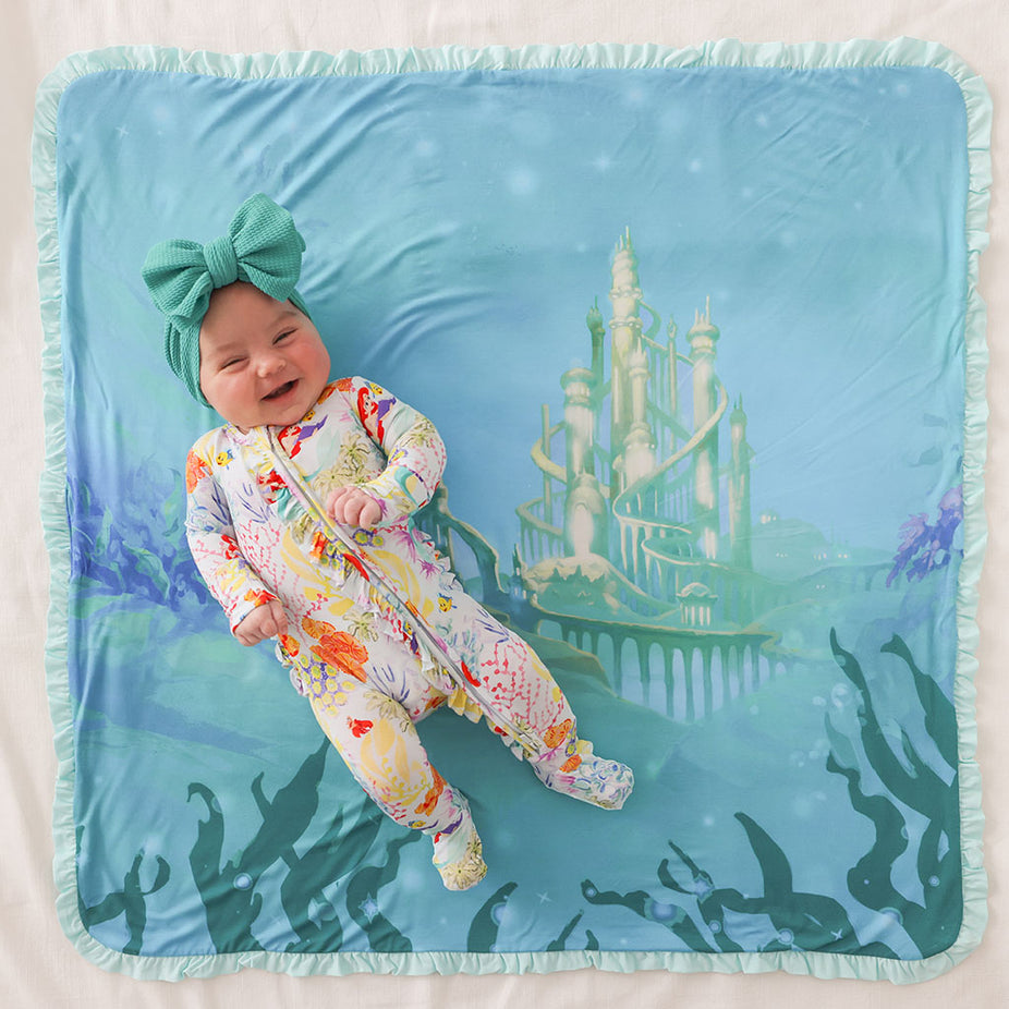 Mermaid Blue Reversible Baby Blanket Disney Princess Ariel