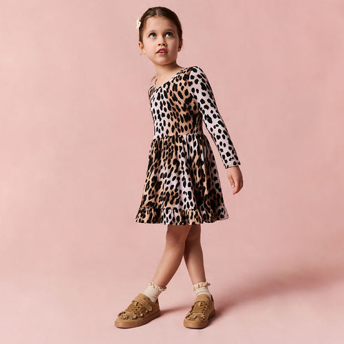 Loretta Leopard Ruffled Twirl Dress