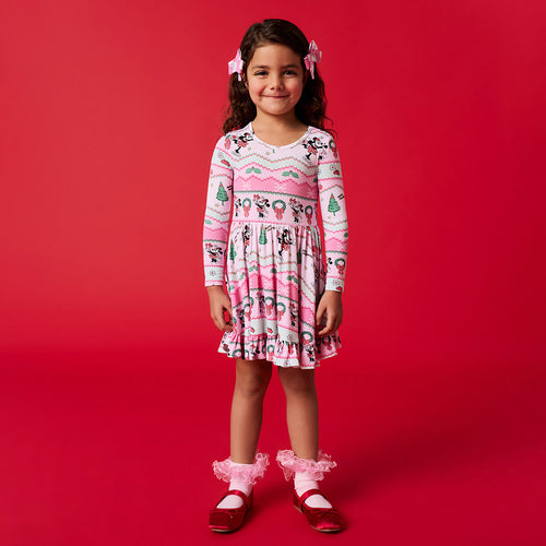 Disney Minnie Fair Isle Ruffled Twirl Dress