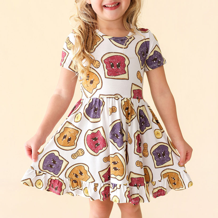 Peanut Butter Jelly Time Ruffled Twirl Dress