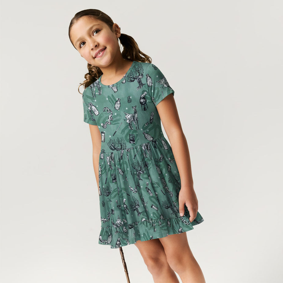 Slytherin House Ruffled Twirl Dress