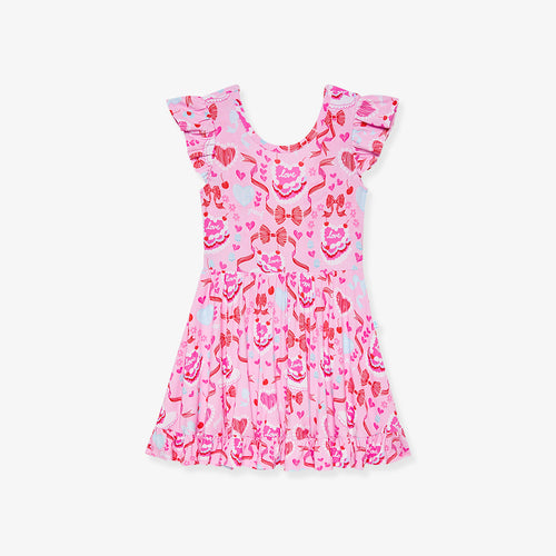 Love Cake Tie Back Ruffled Twirl Dress