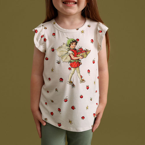 Strawberry Flower Fairy Ruffled Tee