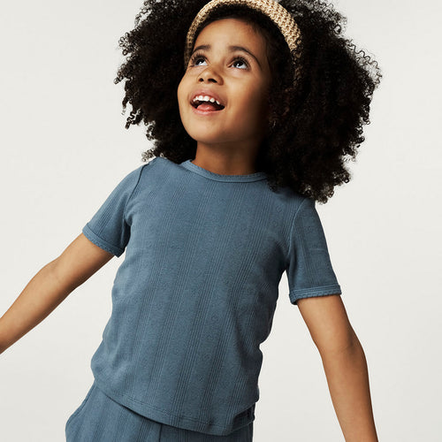 Slate Pointelle Baby Tee