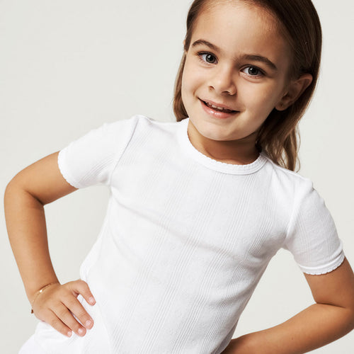 White Pointelle Baby Tee