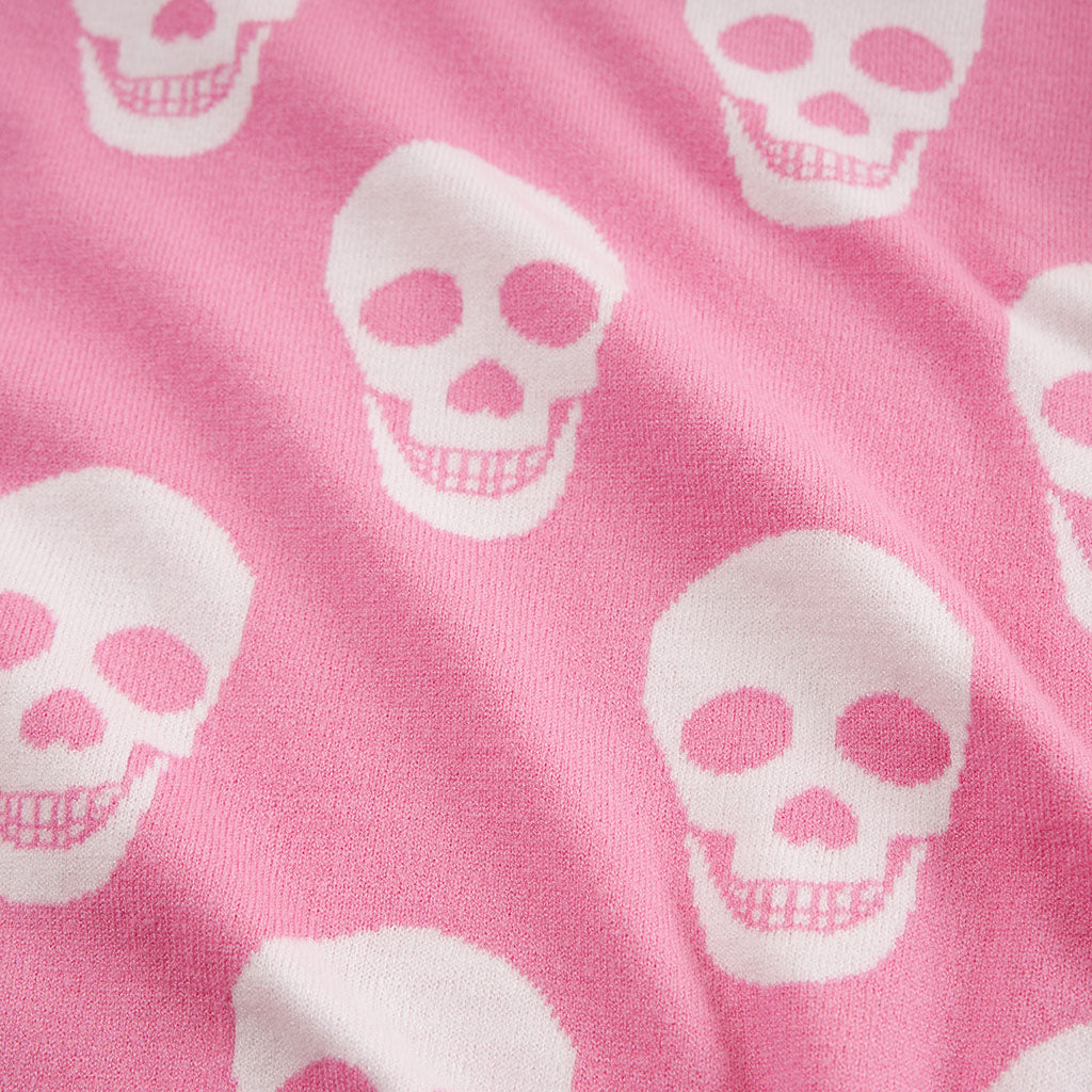 Skeleton Pink Long Sleeve Posh Skelly Women's Jacquard Cardigan