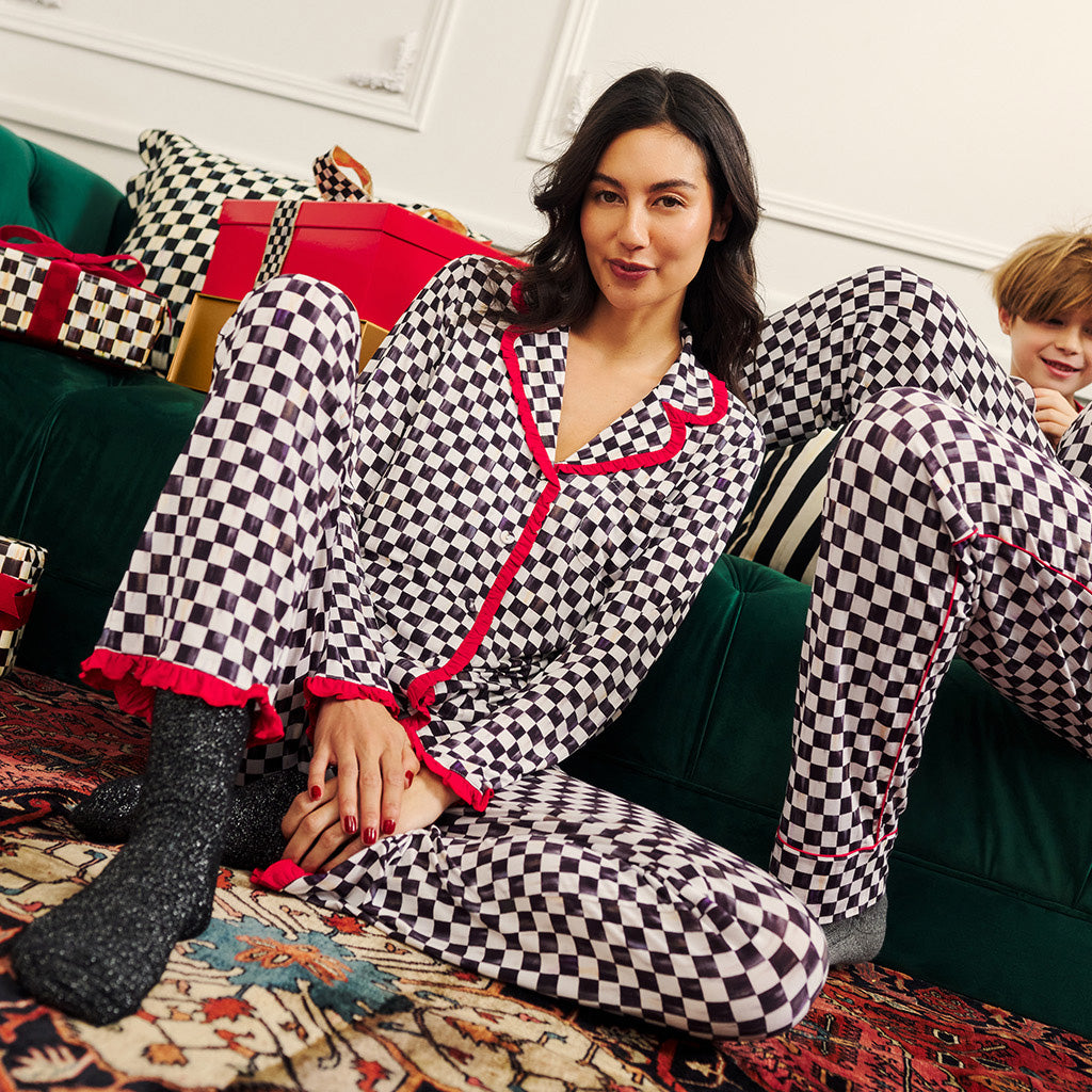 MacKenzie-Childs Courtly Check Women's Ruffled Pajama Set