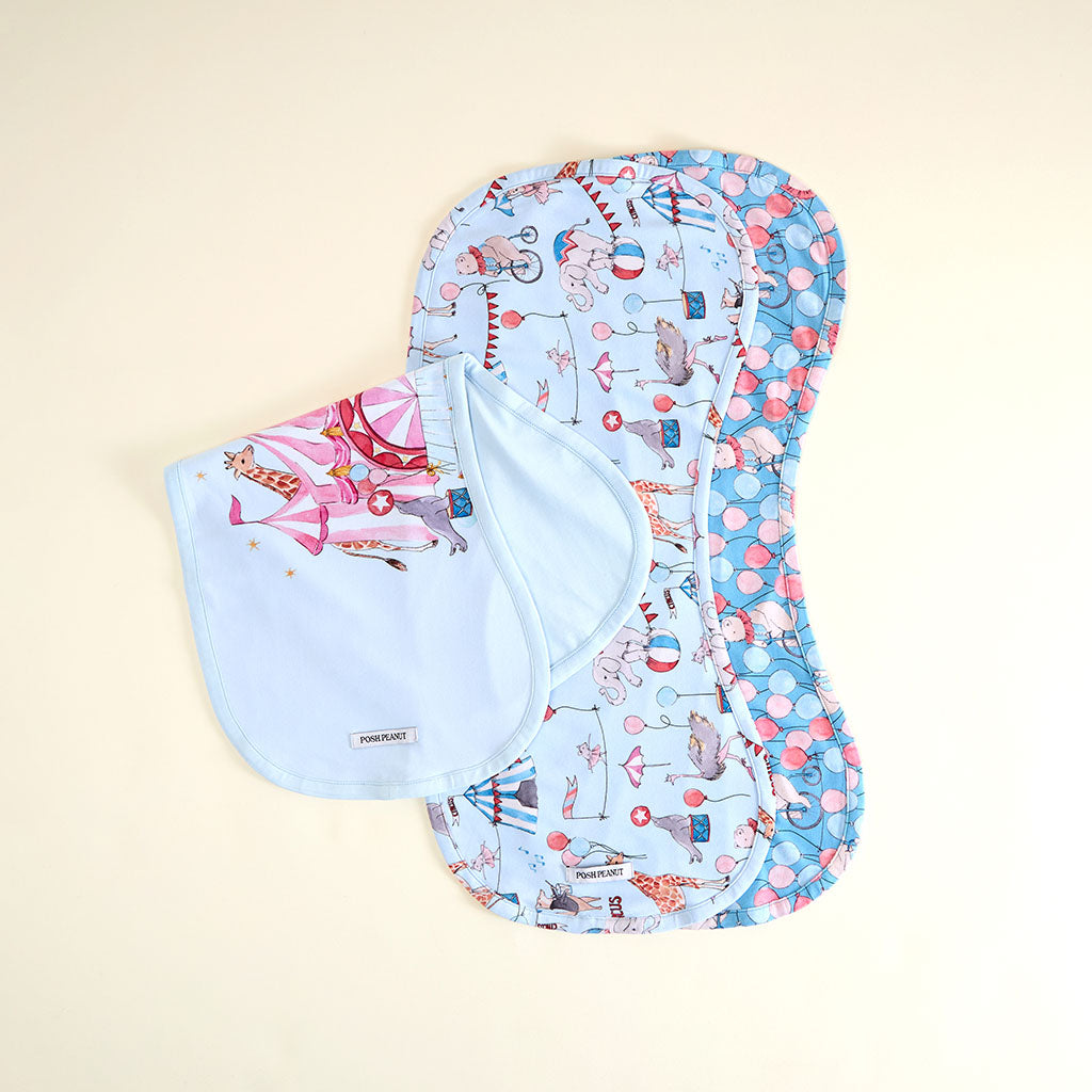 Circus Blue 3-pack Cirque Royal Classic Burp Cloth Set | Posh Peanut®