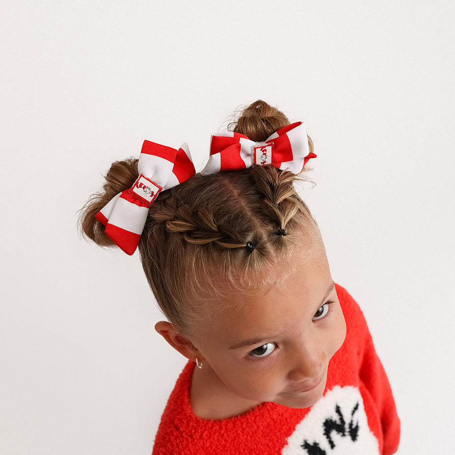 Dr. Seuss Cat in the Hat Stripes Mini Bow Hair Clips