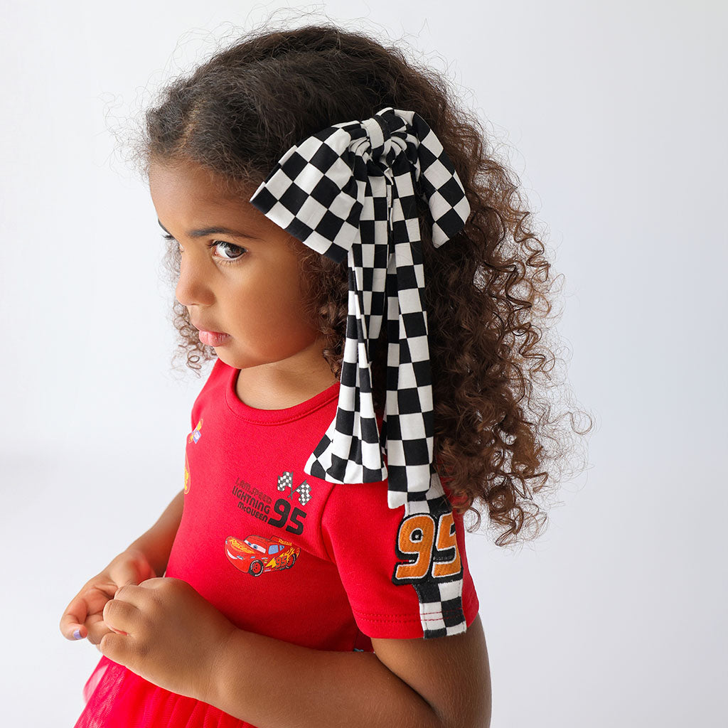 Racing Checker Luxe Bow Hair Clip
