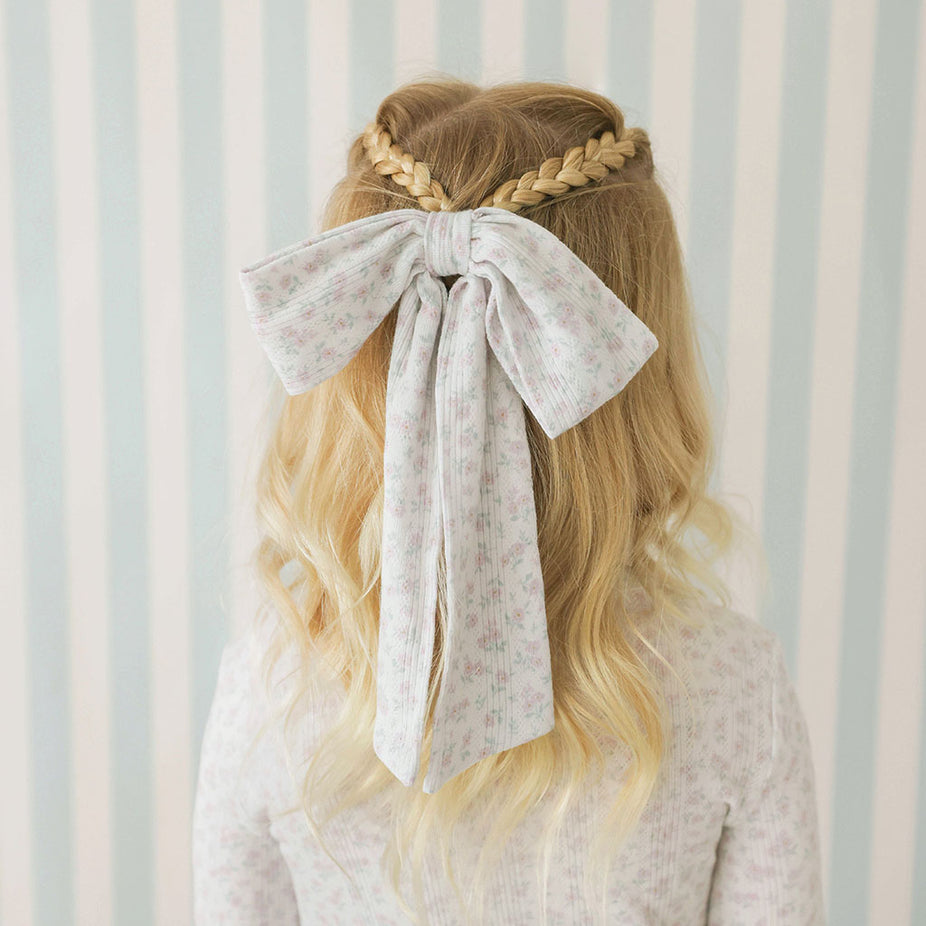 Andina Cream Pointelle Luxe Bow Hair Clip