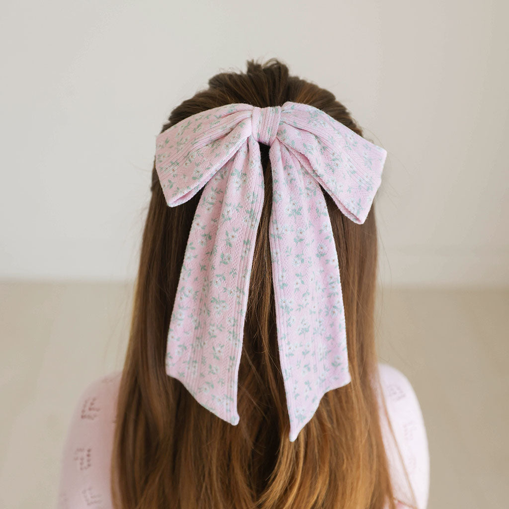 Andina Rose Pointelle Luxe Bow Hair Clip
