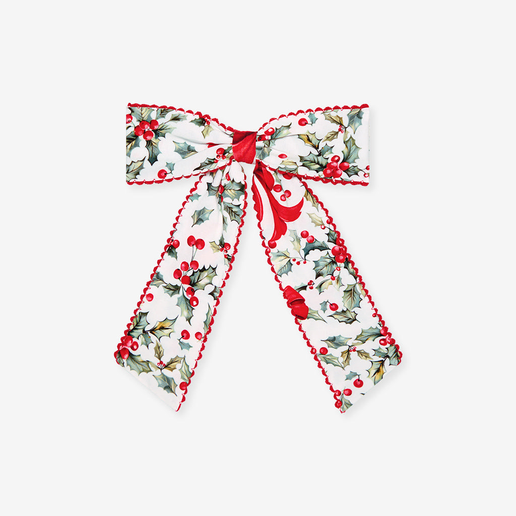 Happy Holly-days Picot Luxe Bow Hair Clip