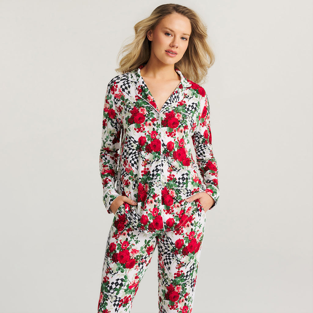 MacKenzie-Childs Wild Rose Check Women's Luxe Pajama Pant Set