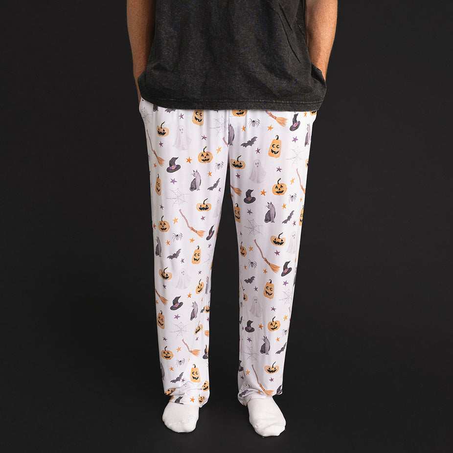 Close-up back view of a man wearing the Posh Peanut Irving Men's Pajama Pants.