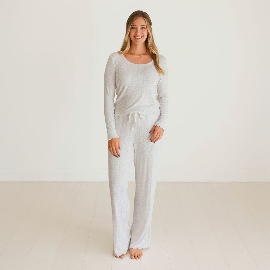 Andina Cream Women's Pointelle Henley Pajama Set