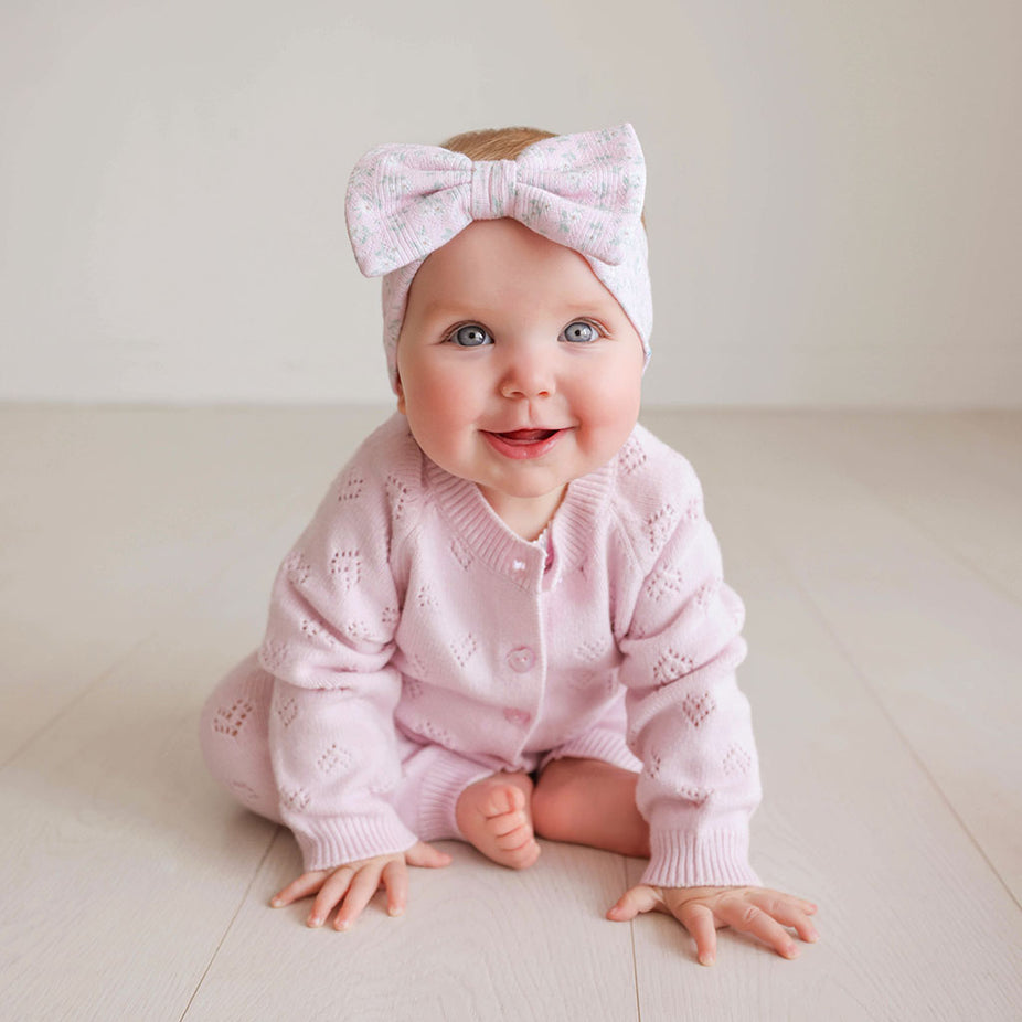 Icing Pink Pointelle Sweater Cardigan Legging Set