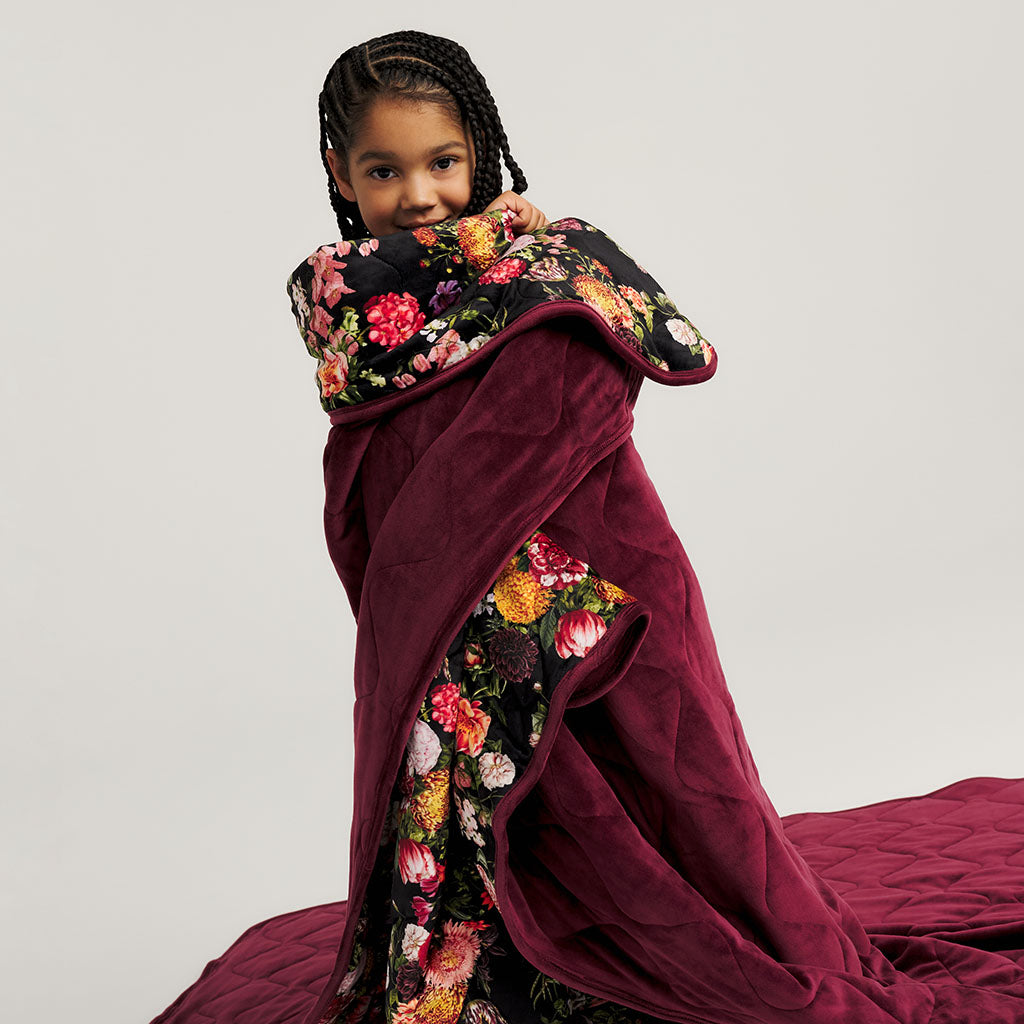 Posh Botanica & Cranberry Reversible Quilted Patoo® Blanket