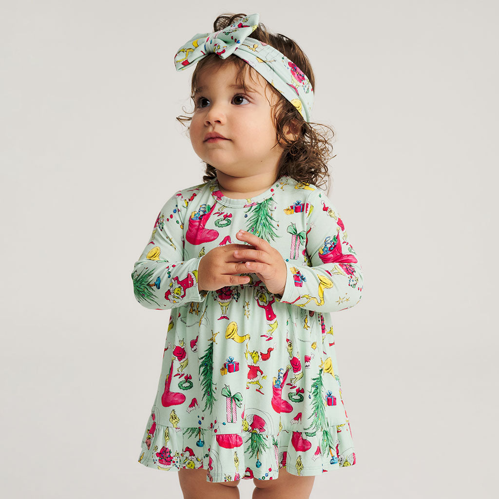Dr. Seuss Stealing Christmas Ruffled Bodysuit Dress