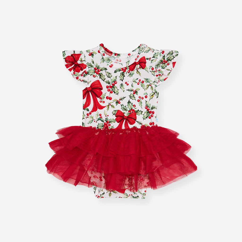Happy Holly-days Tulle Bodysuit Dress