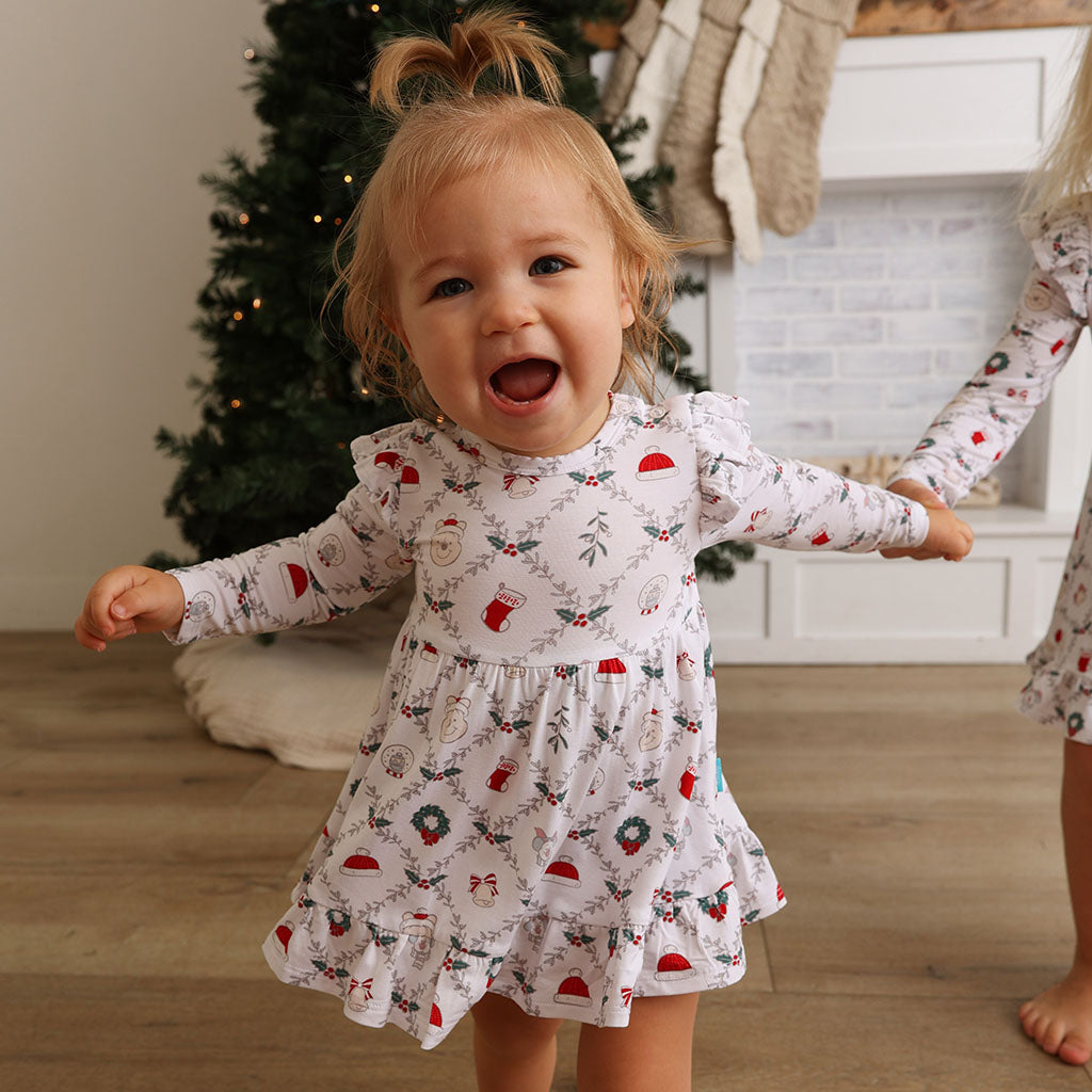 Disney Holiday Pooh Ruffled Bodysuit Dress