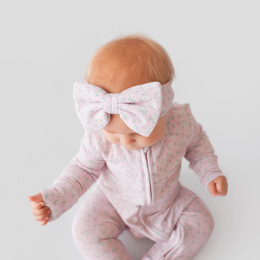 Andina Rose Pointelle Luxe Bow Headwrap