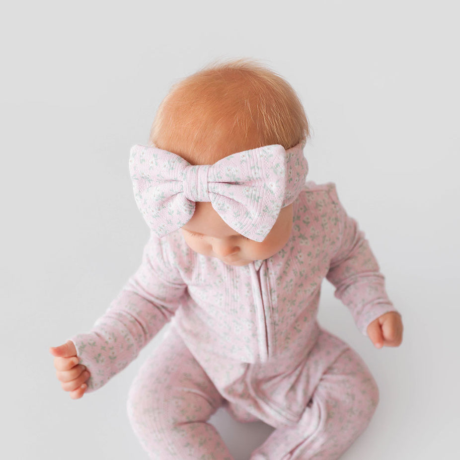 Andina Rose Pointelle Luxe Bow Headwrap
