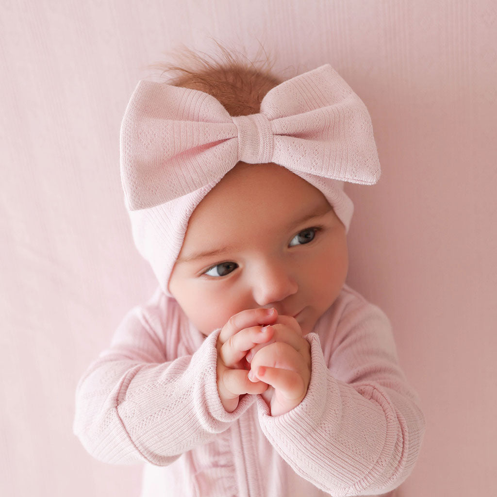 Icing Pink Pointelle Luxe Bow Headwrap
