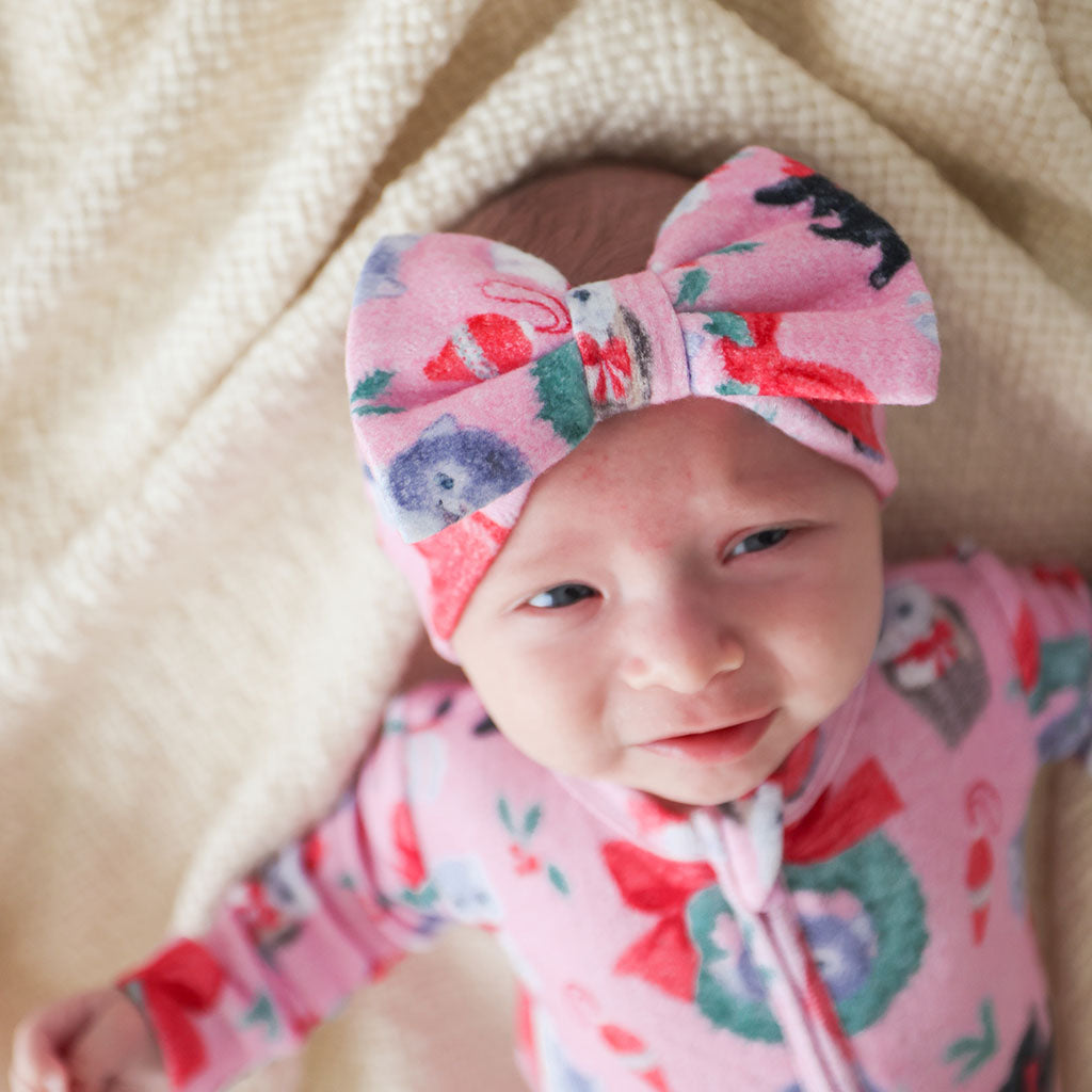 Meowy Christmas Brushed Pointelle Luxe Bow Headwrap