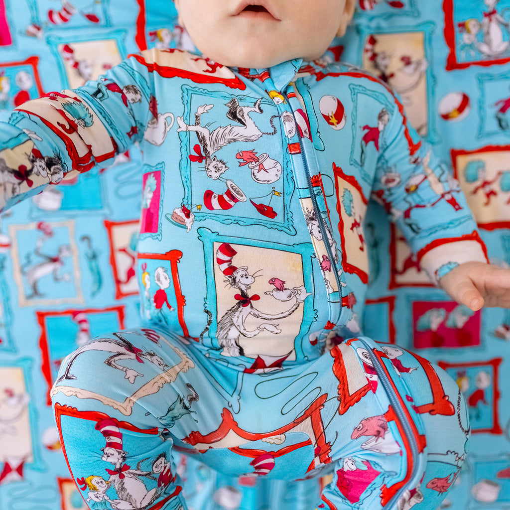Dr. Seuss Cat in the Hat Gallery Footie Zippered One Piece