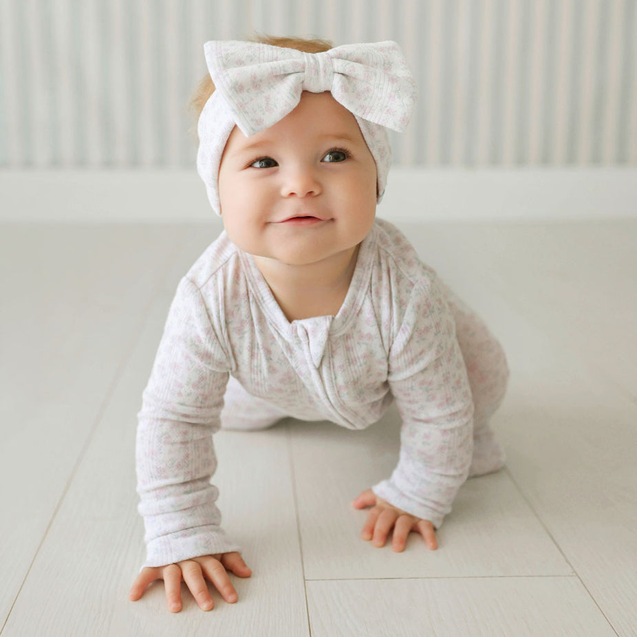 Andina Cream Pointelle Luxe Bow Headwrap