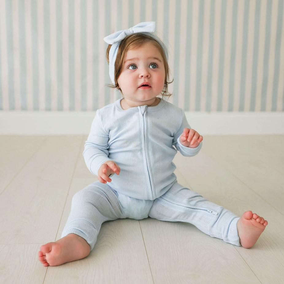 Soft Cloud Blue Pointelle Convertible One Piece