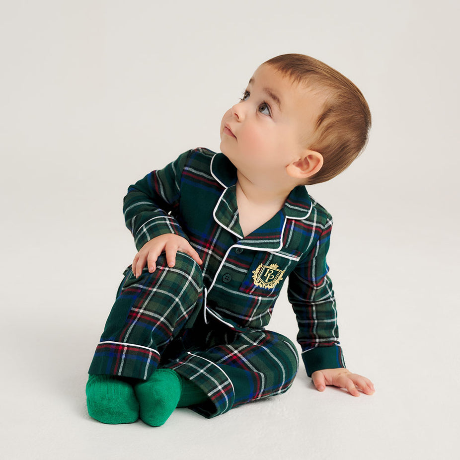 Green Tartan Plaid Flannelette Luxe Pajama Set
